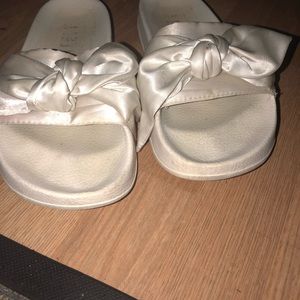 White Fenty Slides